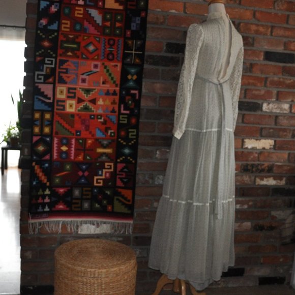 Vtg 70s Calico Floral Candi Jones Tiered Maxi Prairie Boho Cottagecore DRESS 2 - Picture 6 of 14